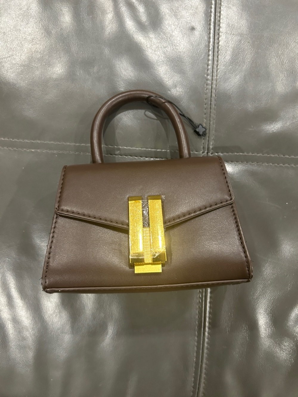 BCBGeneration Brown Mini Top-Handle Bag with Gold Accent